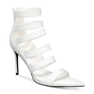 160$ AAJ By Aminah Natalya Pointed-Toe Strappy Dress Sandals Size 6 US White